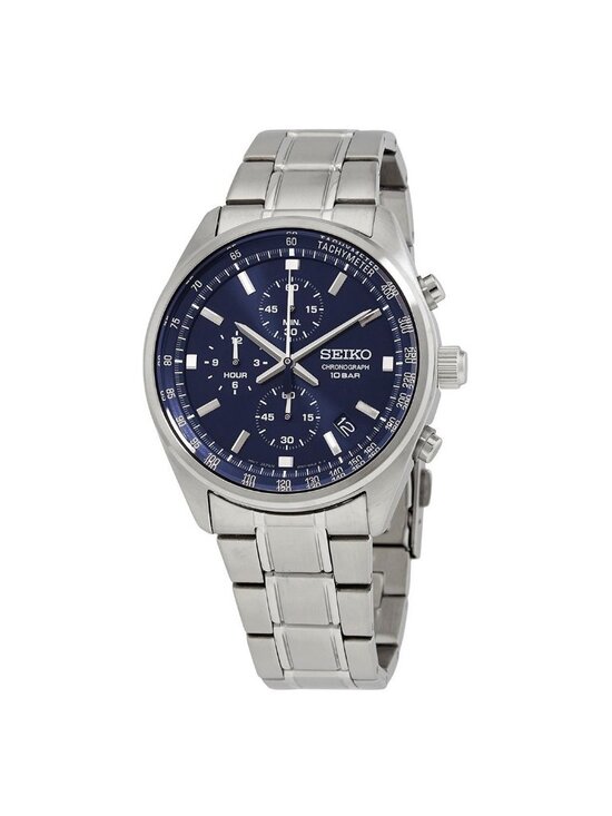 NWT Seiko Chronograph Quartz Blue Dial Men\'s Watch